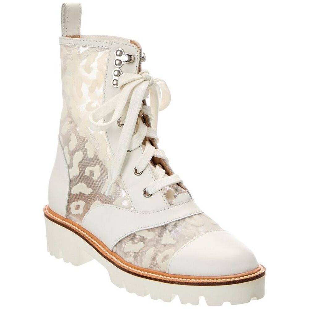 Baldinini Leather & Mesh Ankle Boot, White